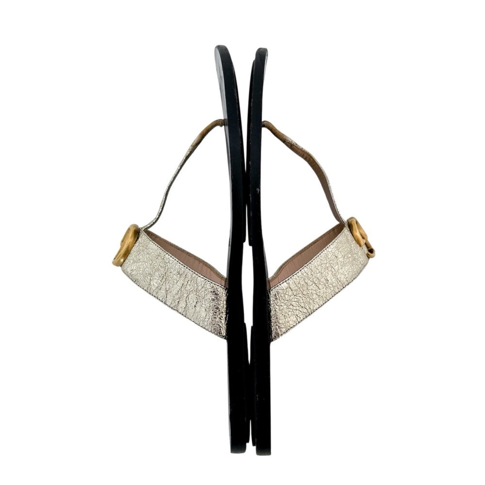 Gucci Marmont GG Thong Sandals EU 41 US 11 Gold Leather Slip On Flip Flop Flat - Picture 6 of 9